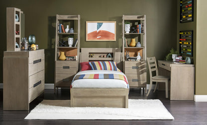 District - Panel Headboard Twin - Weathered Oak