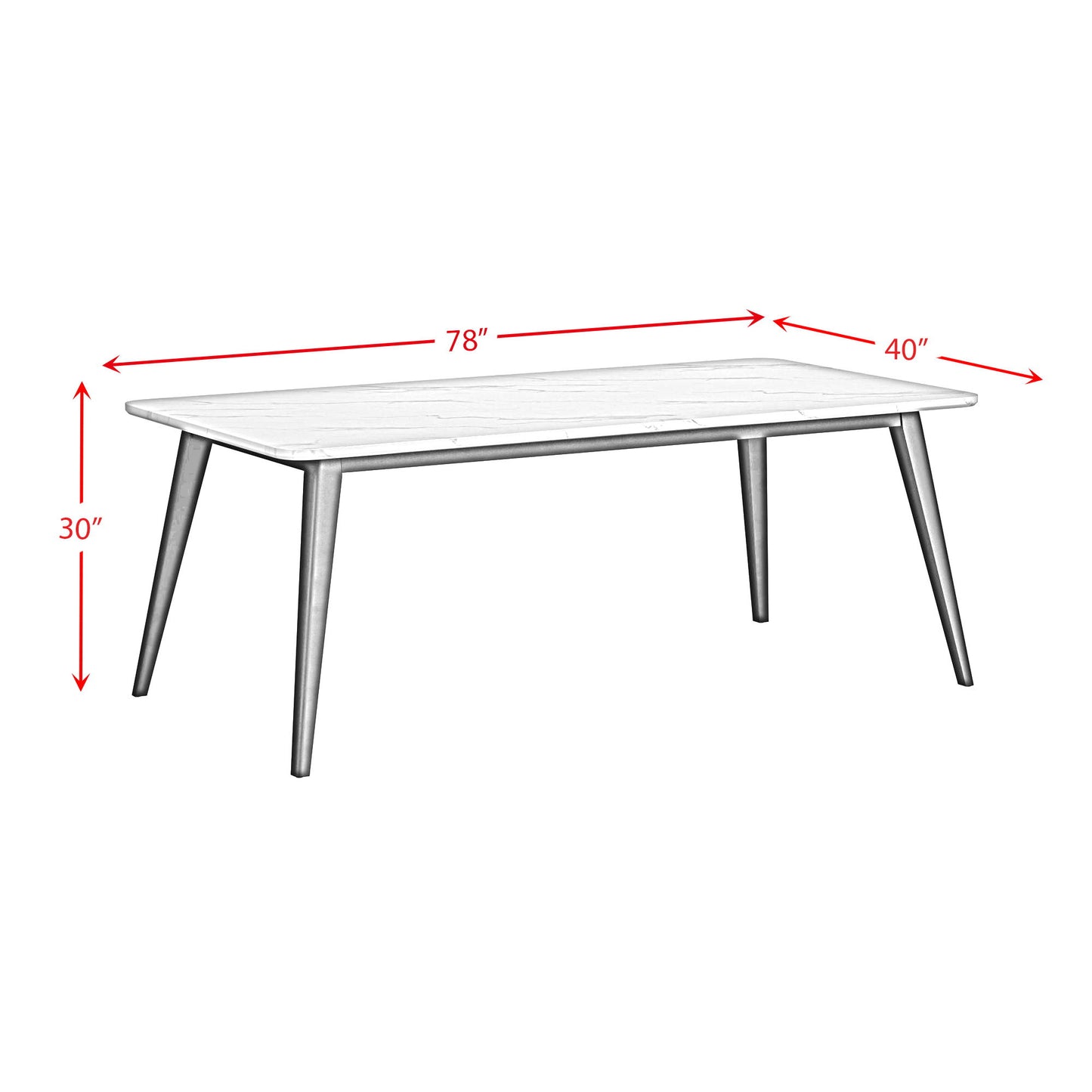 Marlene - Dining Table With White Faux Marble Top - White