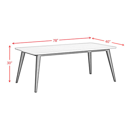 Marlene - Dining Table With White Faux Marble Top - White
