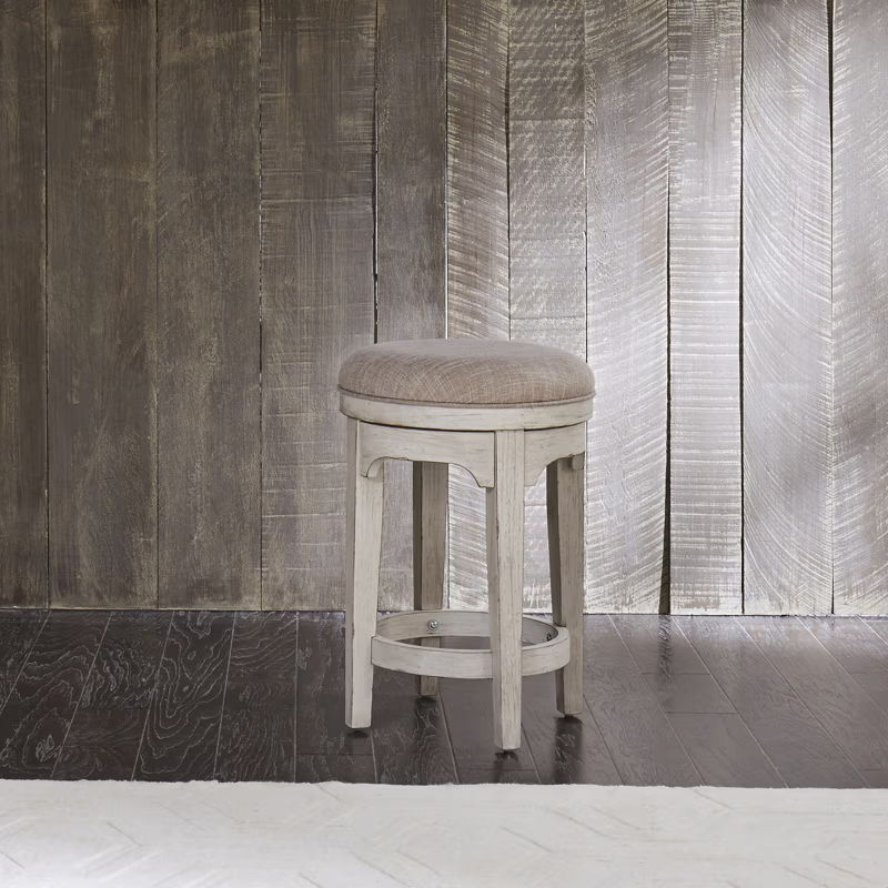 Farmhouse Reimagined - Console Swivel Stool - Antique White / Chestnut Tops