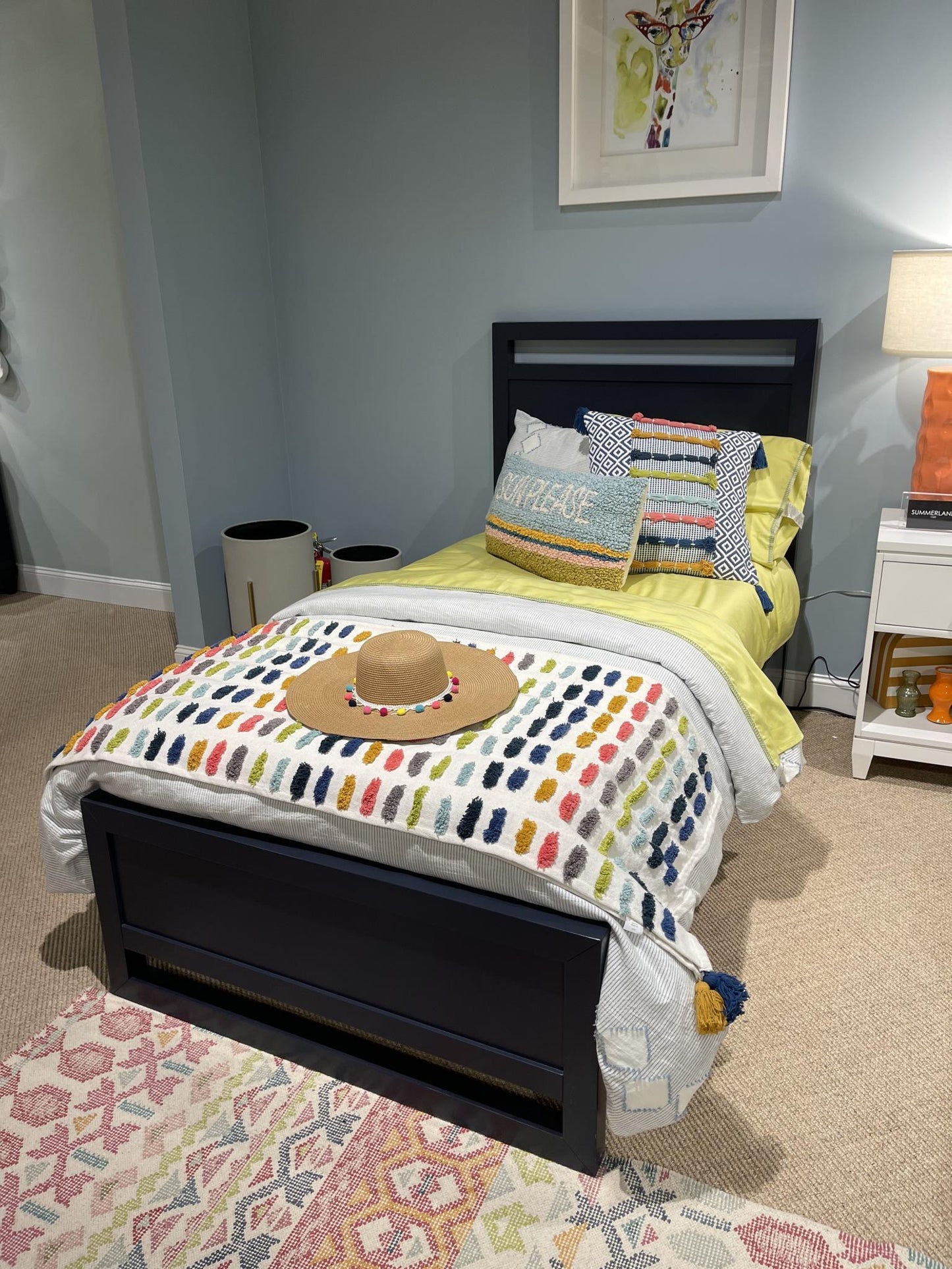 Summerland - Twin Lighted Panel Headboard - Inkwell Blue