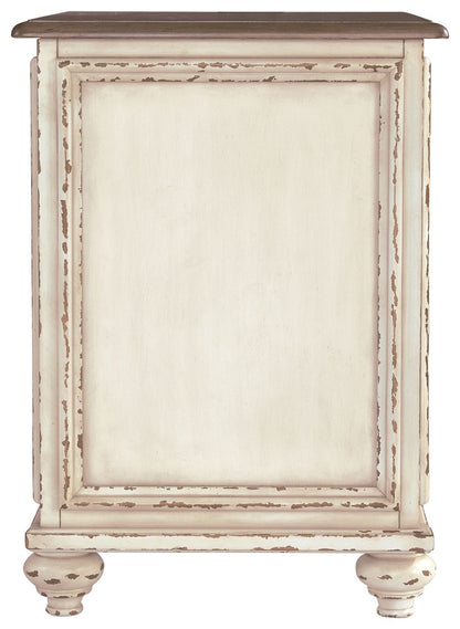 Realyn - Chair Side End Table - Insert Mirror - White / Brown