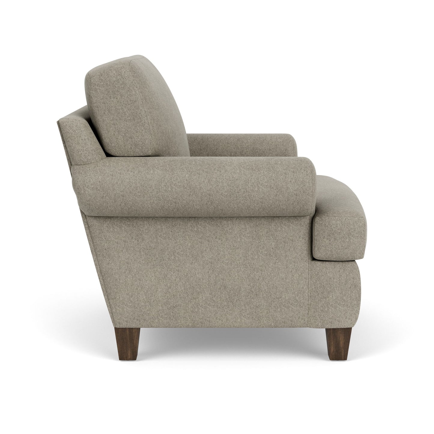Moxy - Fabric Arm Chair, T-Shaped Seat Cushion, Curved Sock Arms