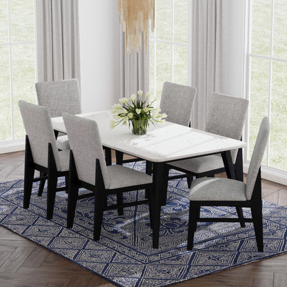 Marlene - Dining Table With White Faux Marble Top - White