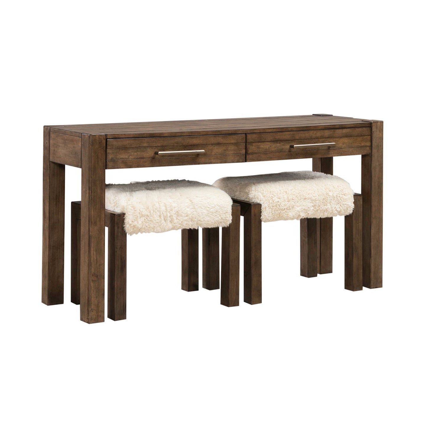 Broadmore - 3 Piece Table Set (1 Console Table 2 Console Stools) - Brown