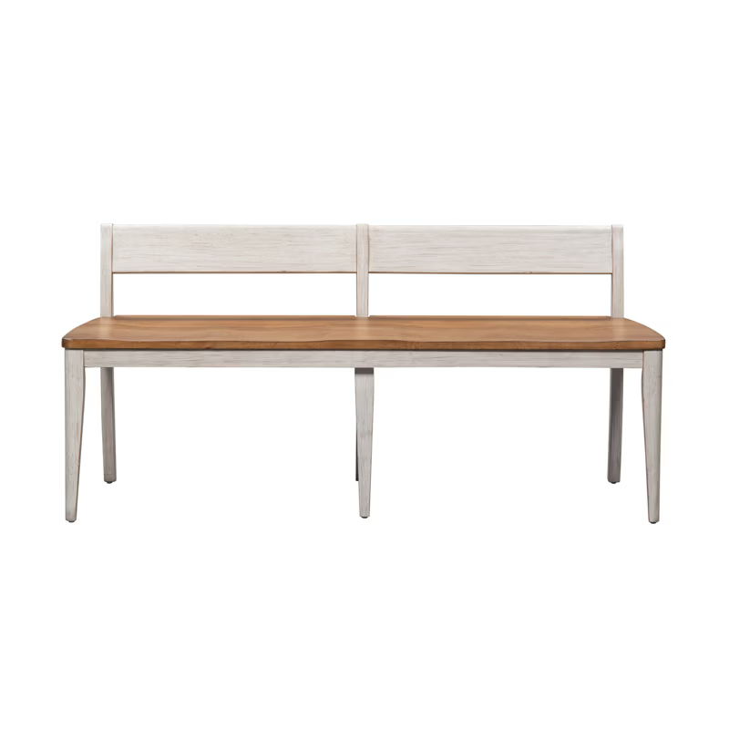 Farmhouse Reimagined - Bench - Antique White / Chestnut Tops