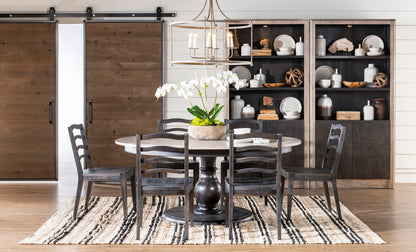 Halifax - Complete Round Dining Table - Black