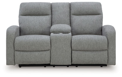 Gauntlet - Double Recline Loveseat With Console - Sterling