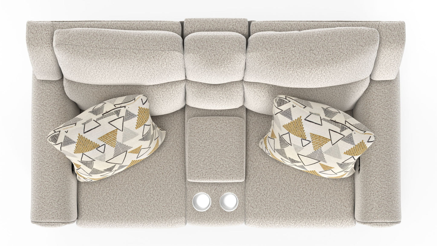 Micah - Power Headrest Power Deep Seat Reclining Console Loveseat - Oatmeal