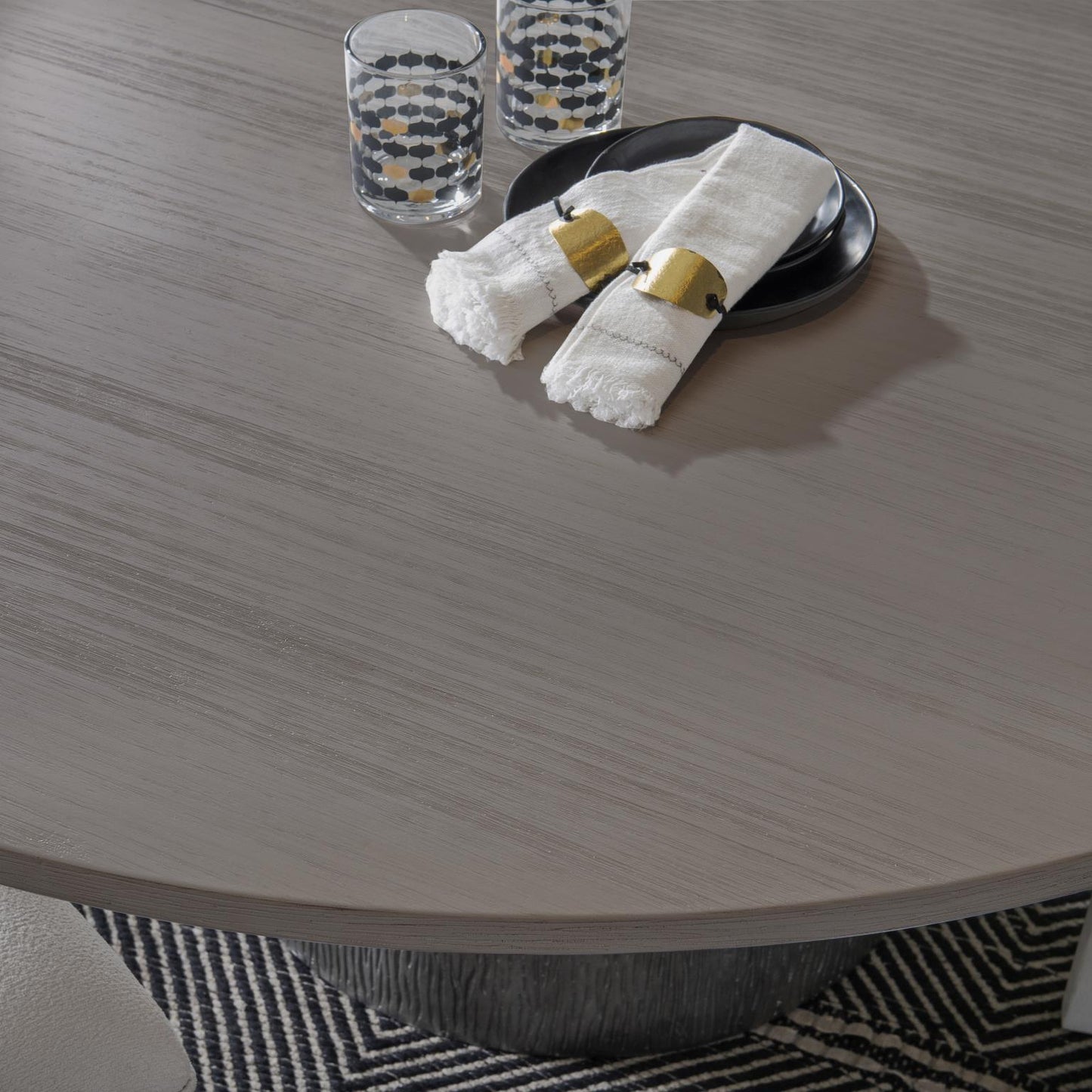 Terra Luna - Complete Round Pedestal Table - White Cloud & Nightfall