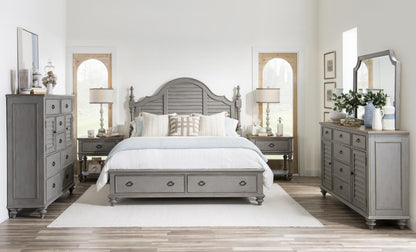 Kingston - Storage Footboard - Queen - Sandalwood Brown / Tweed Gray