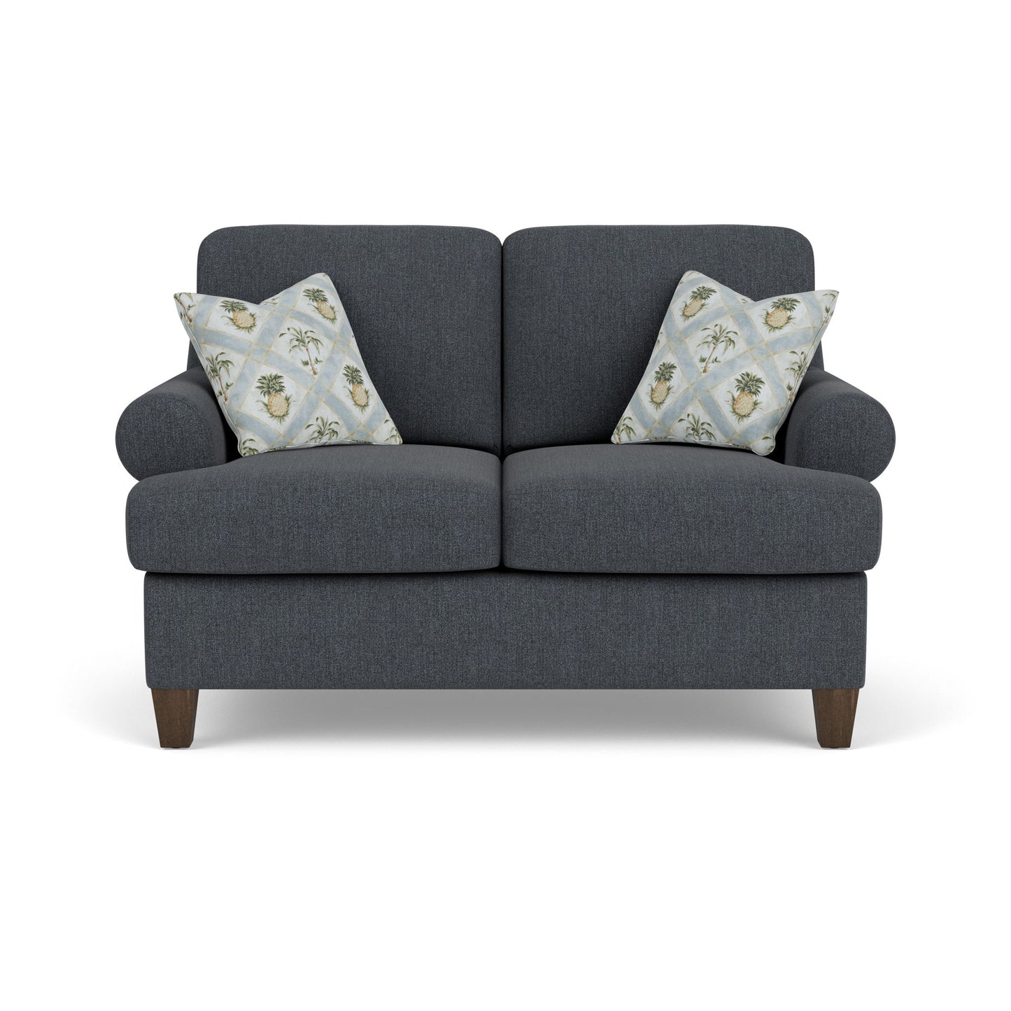 Moxy - Fabric Loveseat, T-Shaped Seat Cushion, Curved Sock Arms