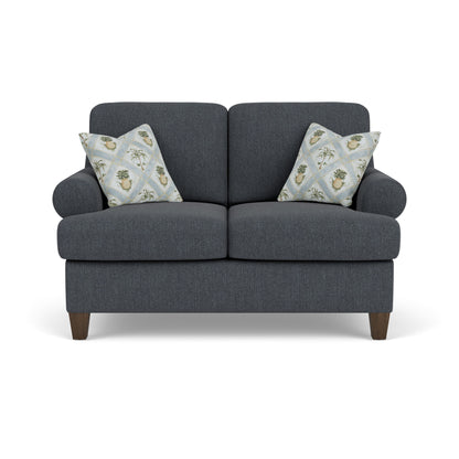 Moxy - Fabric Loveseat, T-Shaped Seat Cushion, Curved Sock Arms