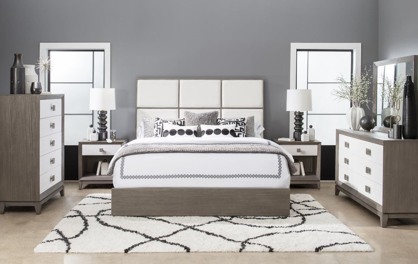 Terra Luna - Upholstered Headboard - King / California King - White Cloud & Nightfall