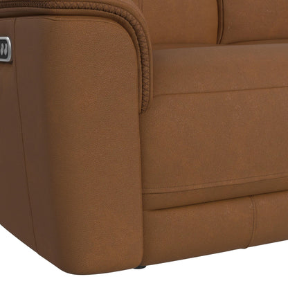 Mustang Power Motion Sofa with DDT; Wireless Charger; Power Headrest and Lumbar in Aline Butternut