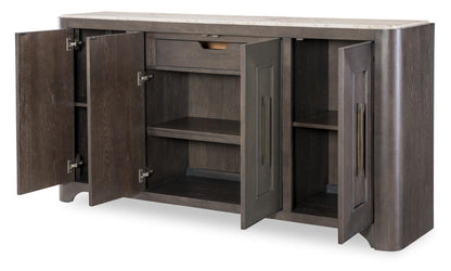 Lancia - Credenza With Stone Top - Charred Oak / White