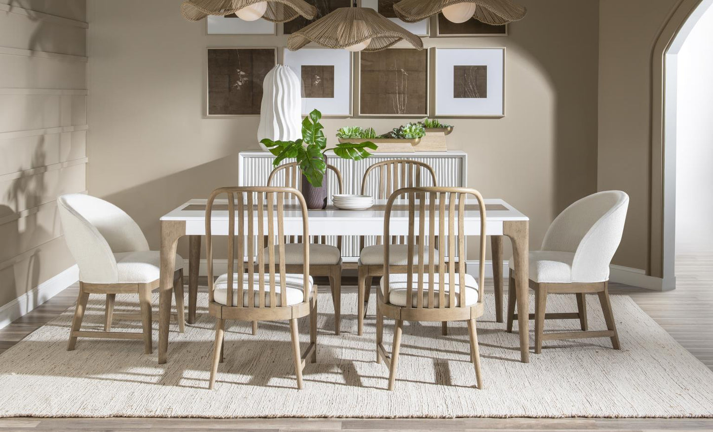 Melrose - Credenza - Cloud White And Desert Oak