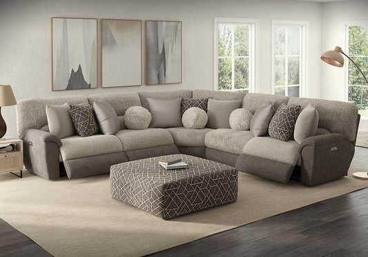 Rendezvous - 5 Piece Modular Sectional With 2 Reclining Seats - Umber