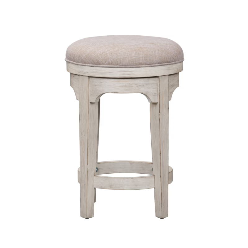 Farmhouse Reimagined - Console Swivel Stool - Antique White / Chestnut Tops