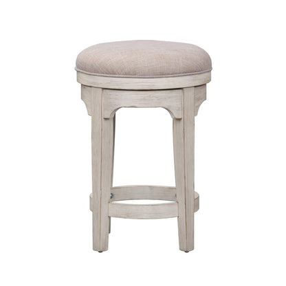 Farmhouse Reimagined - Console Swivel Stool - Antique White / Chestnut Tops