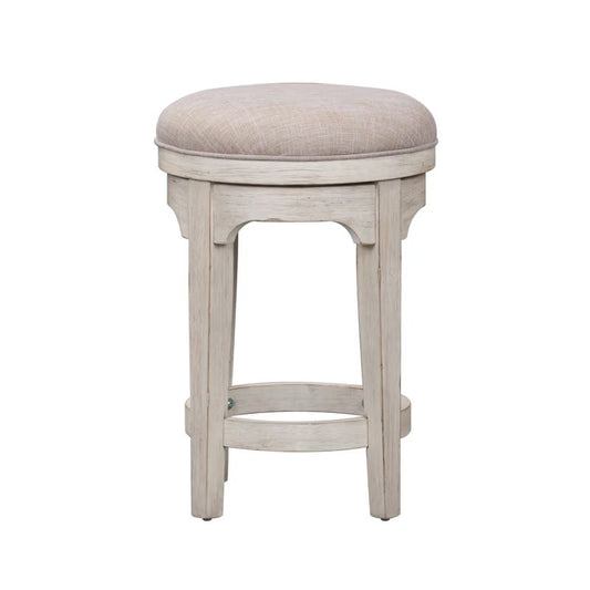 Farmhouse Reimagined - Console Swivel Stool - Antique White / Chestnut Tops