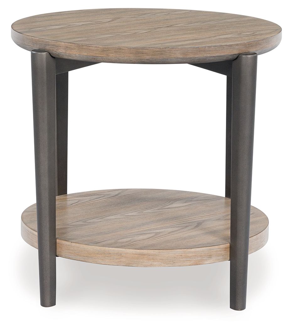 Dyonton - Round End Table - Light Grayish Brown