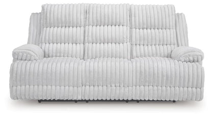 Rhines Falls - Reclining Power Sofa With Drop Down Table - Alloy