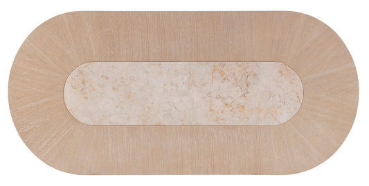 Biscayne - Double Pedestal Counter Height Table Top With Travertine Insert - Beige