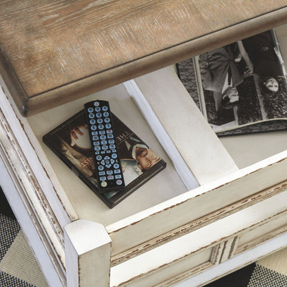 Realyn - Lift Top Cocktail Table - White / Brown