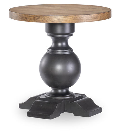 Vintage Market - Urn Base End Table - Barnwood Oak And Kettle Black