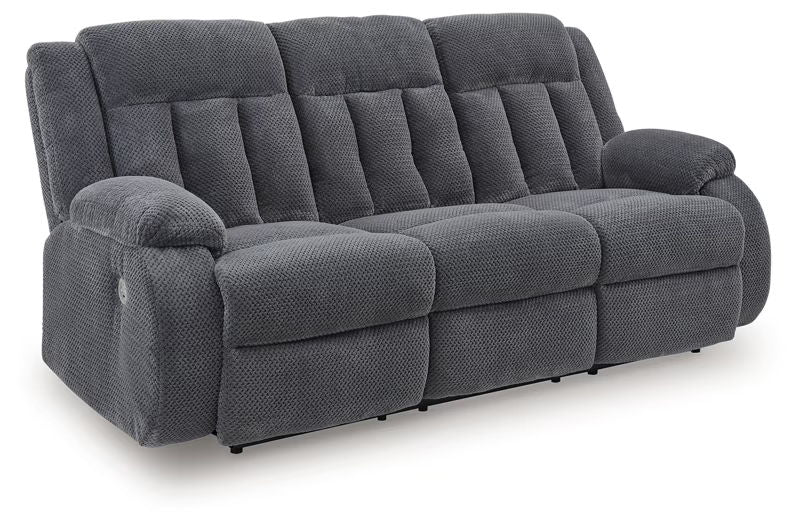 Observation - Reclining Power Sofa With Drop Down Table - Steel