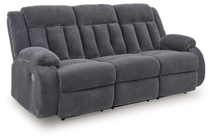 Observation - Reclining Power Sofa With Drop Down Table - Steel