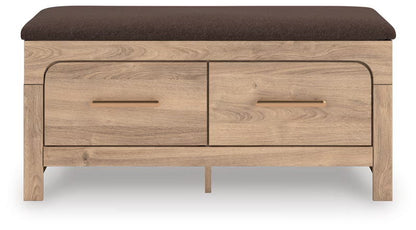 Kinlanni - Bedroom Upholstered Storage Bench - Tan / Brown