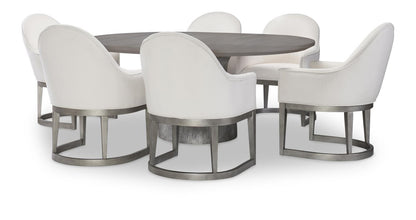 Terra Luna - Complete Round Pedestal Table - White Cloud & Nightfall