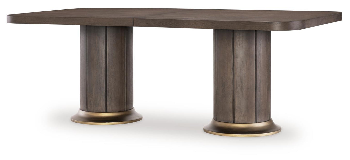 Lancia - Double Pedestal Dining Table Base - Charred Oak