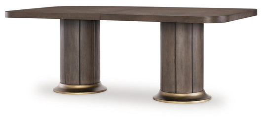 Lancia - Double Pedestal Dining Table Base - Charred Oak