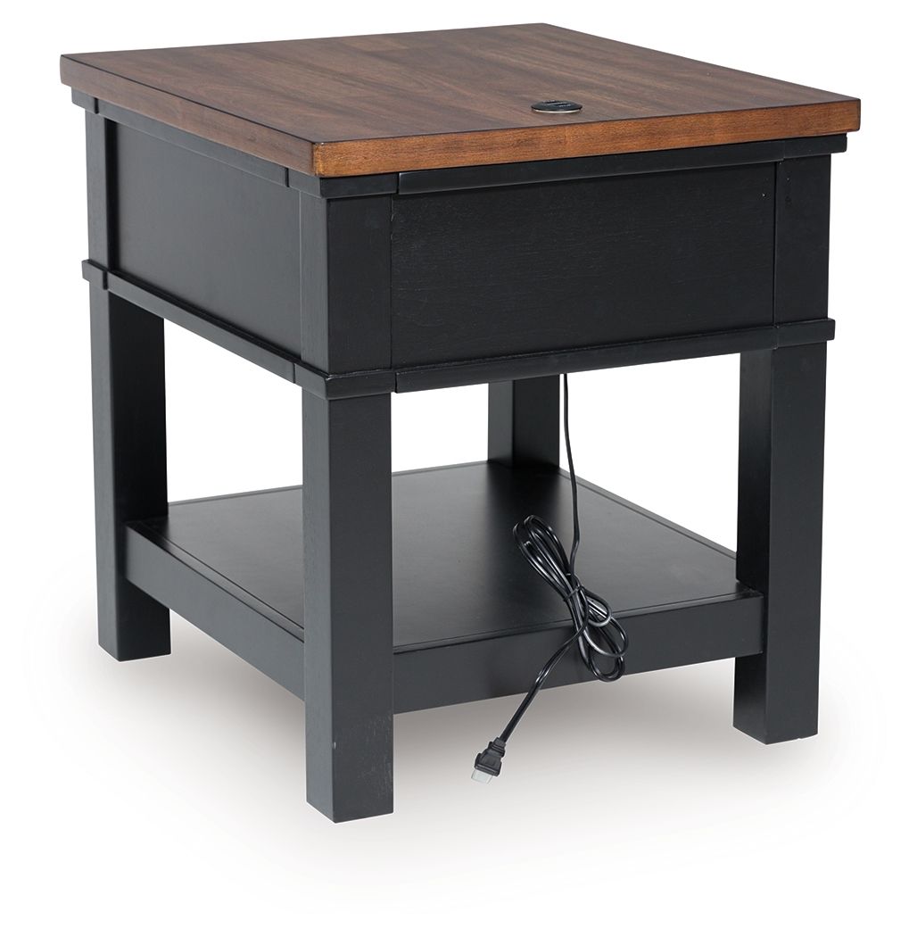 Wildenauer - Rectangular End Table - Brown / Black