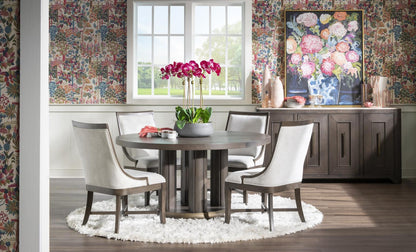 Lancia - Complete Round Dining Table - Charred Oak