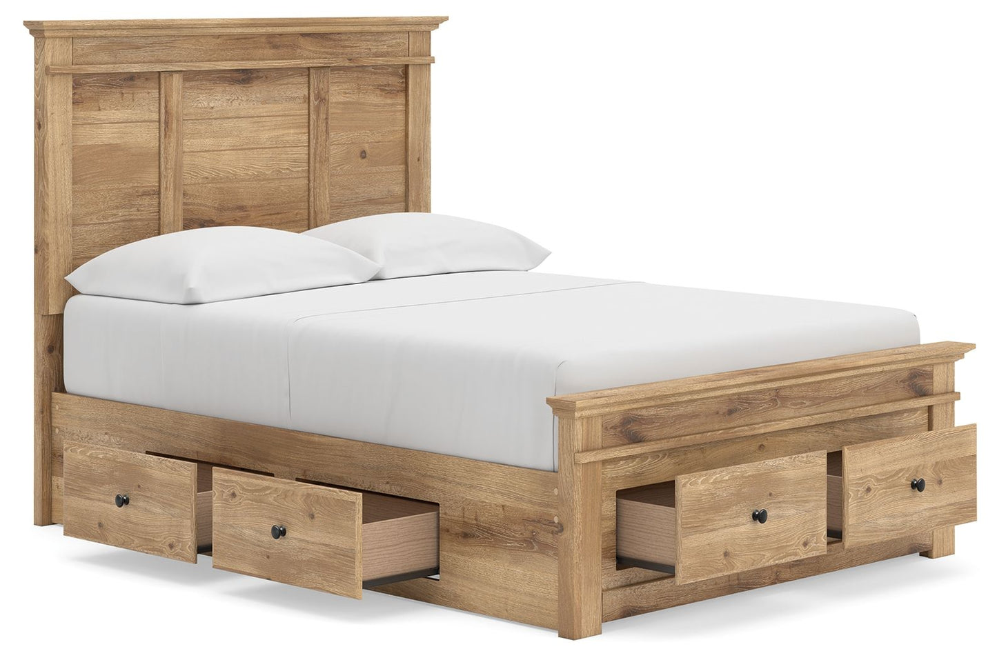 Makidern - Panel Storage Bed With 2 Under Bed Storage Units