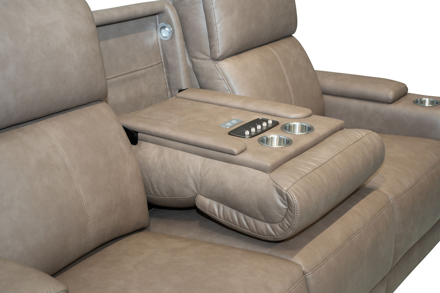 Vibe - Power Reclining Sofa With Console, Power Headrest, Lumbar, Heat, Massage & Pulse