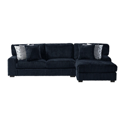 Nightfall - LHF Loveseat With 4 Pillows 20" (2 Winkin Walnut, 2 Nod Walnut) - Grand Cord Black