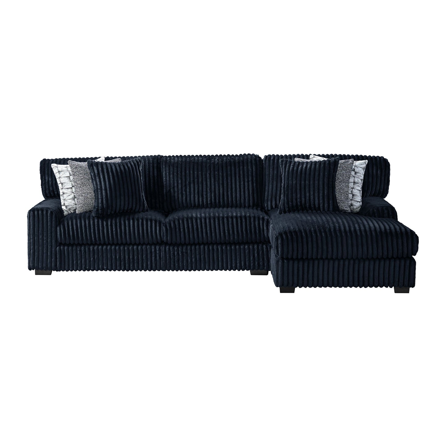 Nightfall - RHF Chaise With 2 Self Pillows 20" - Grand Cord Black