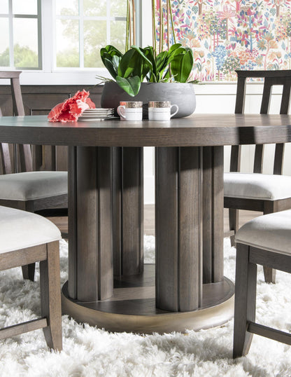 Lancia - Complete Round Dining Table - Charred Oak