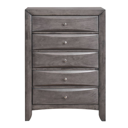 Emily - 5-Drawer Chest (Sturdy) - Gray