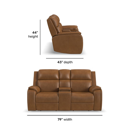 Ziggy - Power Reclining Loveseat With Console, Power Headrest, Lumbar, Heat & Massage