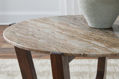 Tanidore - Round Cocktail Table - Warm Brown