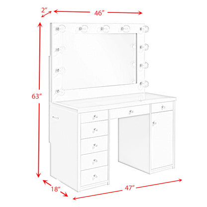 Amia - Complete Vanity With Lightbulbs - Glossy White