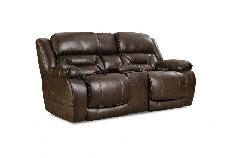 Reno Power Console Loveseat In Walnut