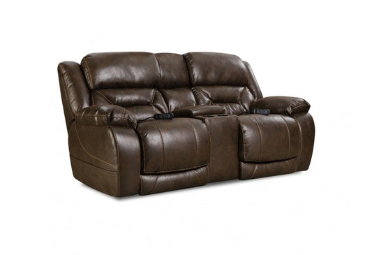 Reno Power Console Loveseat In Walnut